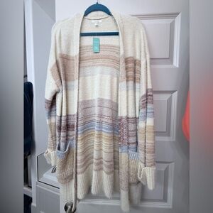 Maurices Cream and Pastel Striped Cardigan